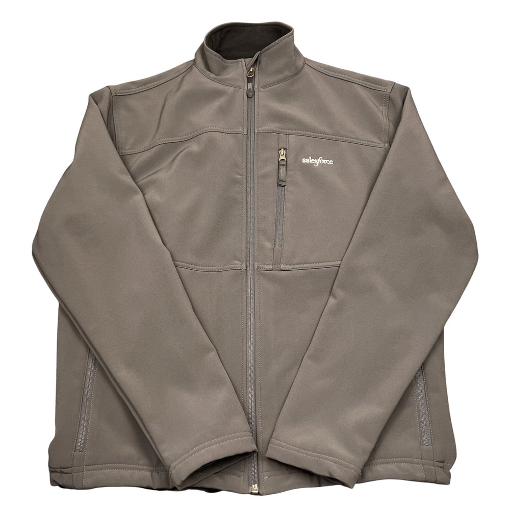 Salesforce Mens Grey Softshell Full Zip Fleece Lined Jacket Small RN 118438